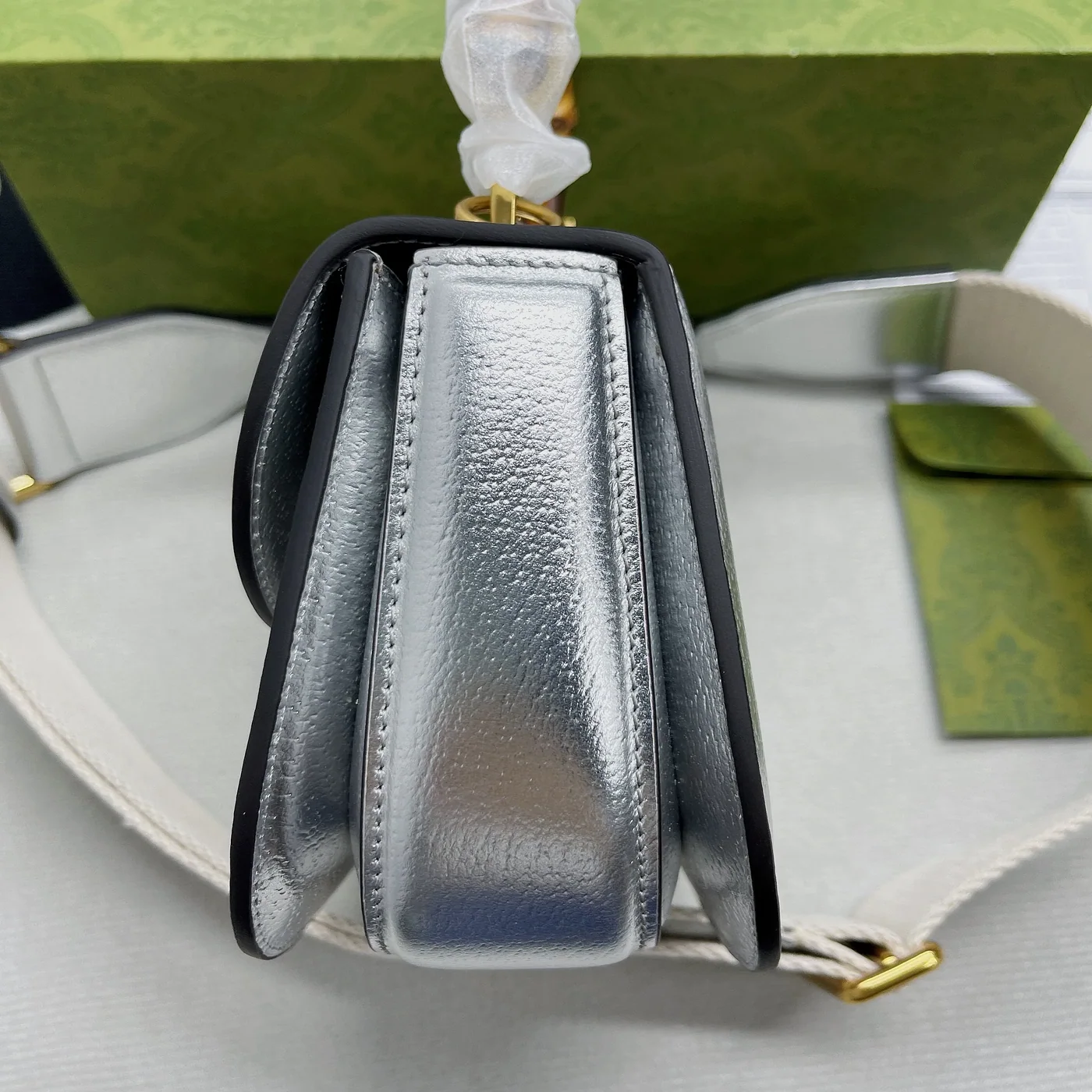 Gucci Bamboo 1947 Mini Top Handle Bag Silver Gucci Bamboo 1947 Mini Top Handle Bag Silver