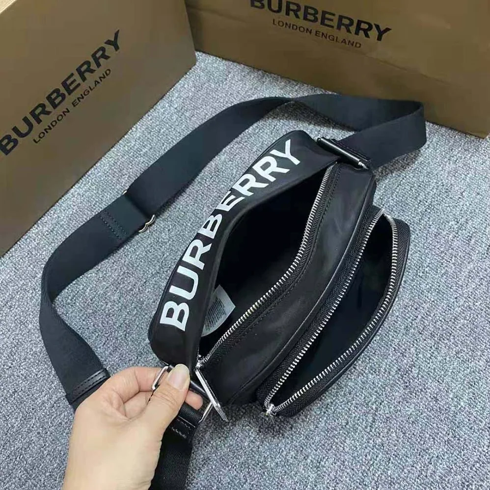 Burberry Coordinates Print Nylon Crossbody Bag for Men in Black Burberry Coordinates Print Nylon Crossbody Bag for Men in Black