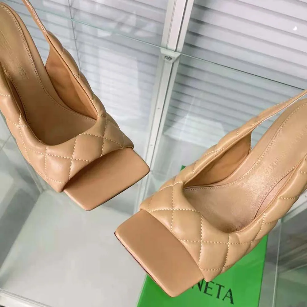 Bottega Veneta Padded Slingback Sandal in 9 cm Heel Height for Women in Beige Bottega Veneta Padded Slingback Sandal in 9 cm Heel Height for Women in Beige