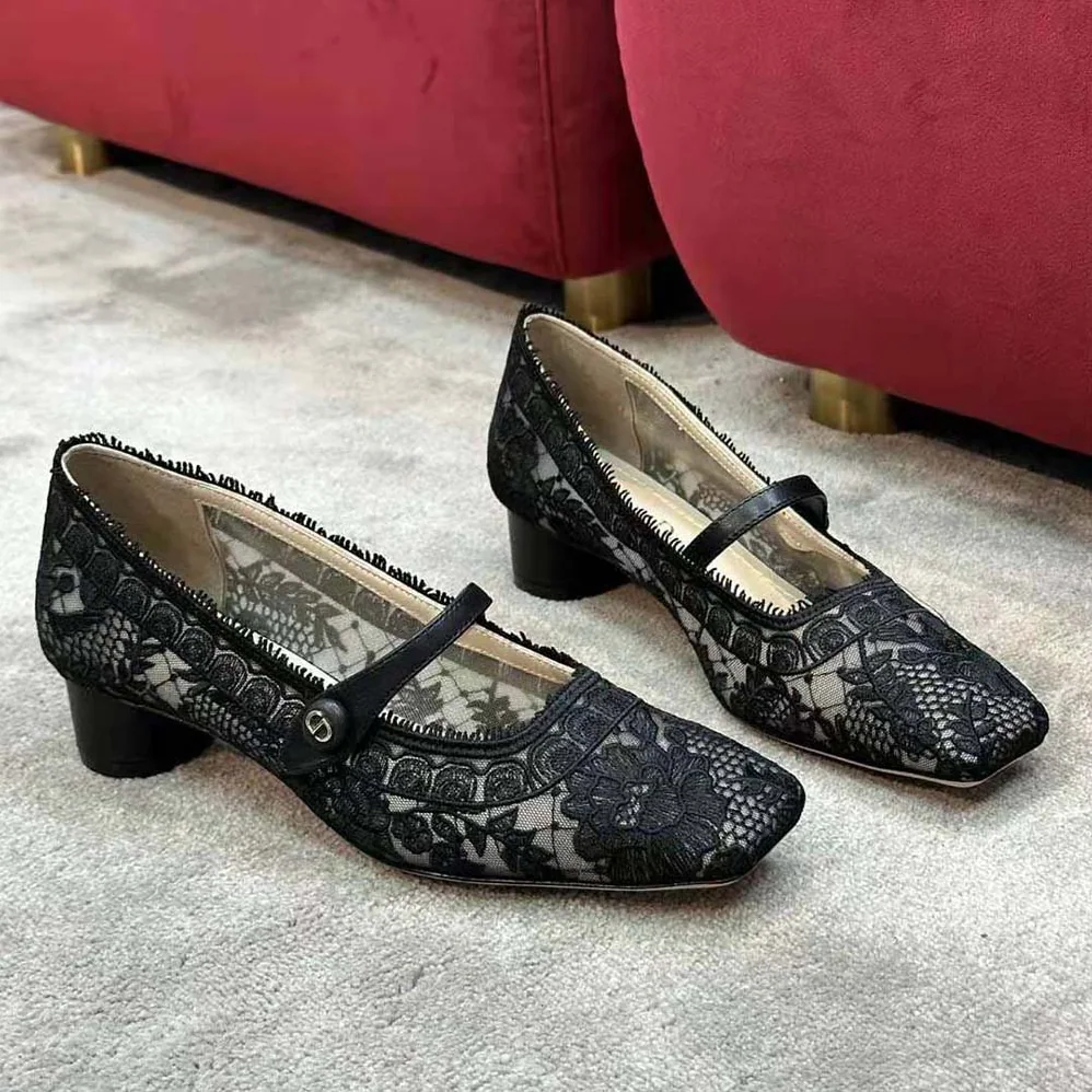 Dior D-Grace Ballet Pump Black Transparent Mesh and Lambskin for Women Dior D-Grace Ballet Pump Black Transparent Mesh and Lambskin for Women