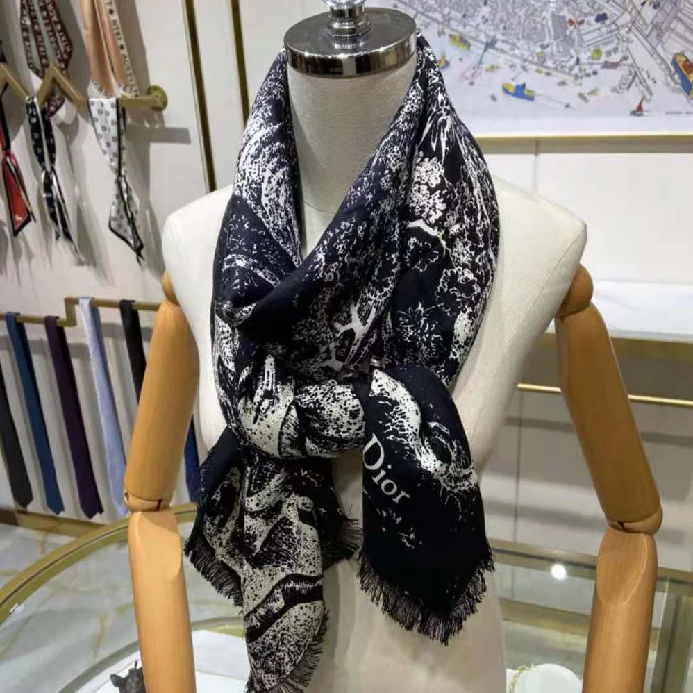 Dior Toile DE Jouy Reverse Square Scarf Silk Twill for Women in Black