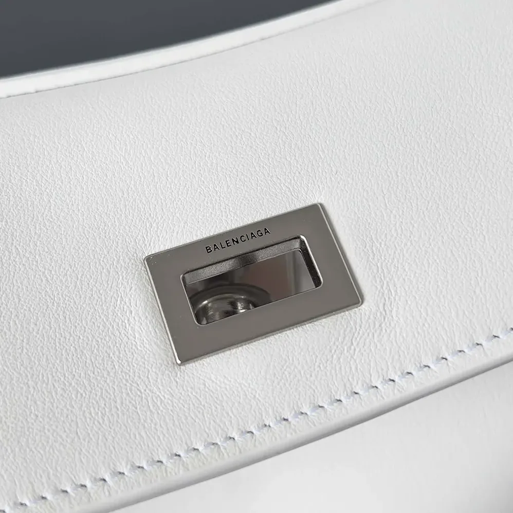 Balenciaga Rodeo Small Handbag in White Smooth Calfskin for Women in Silver