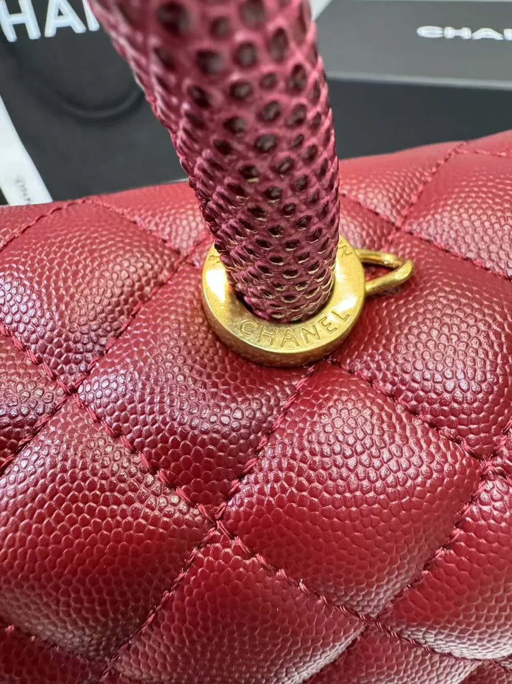 Chanel Handbag With Top Handle Dark Red / Chanel Handbag With Top Handle Dark Red /