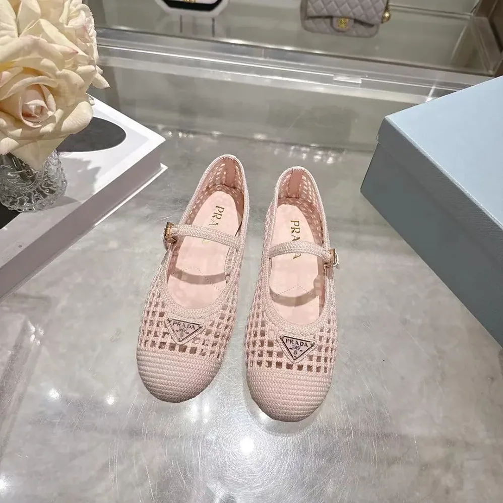 Prada Crochet Ballerinas for Women in Orchid Pink