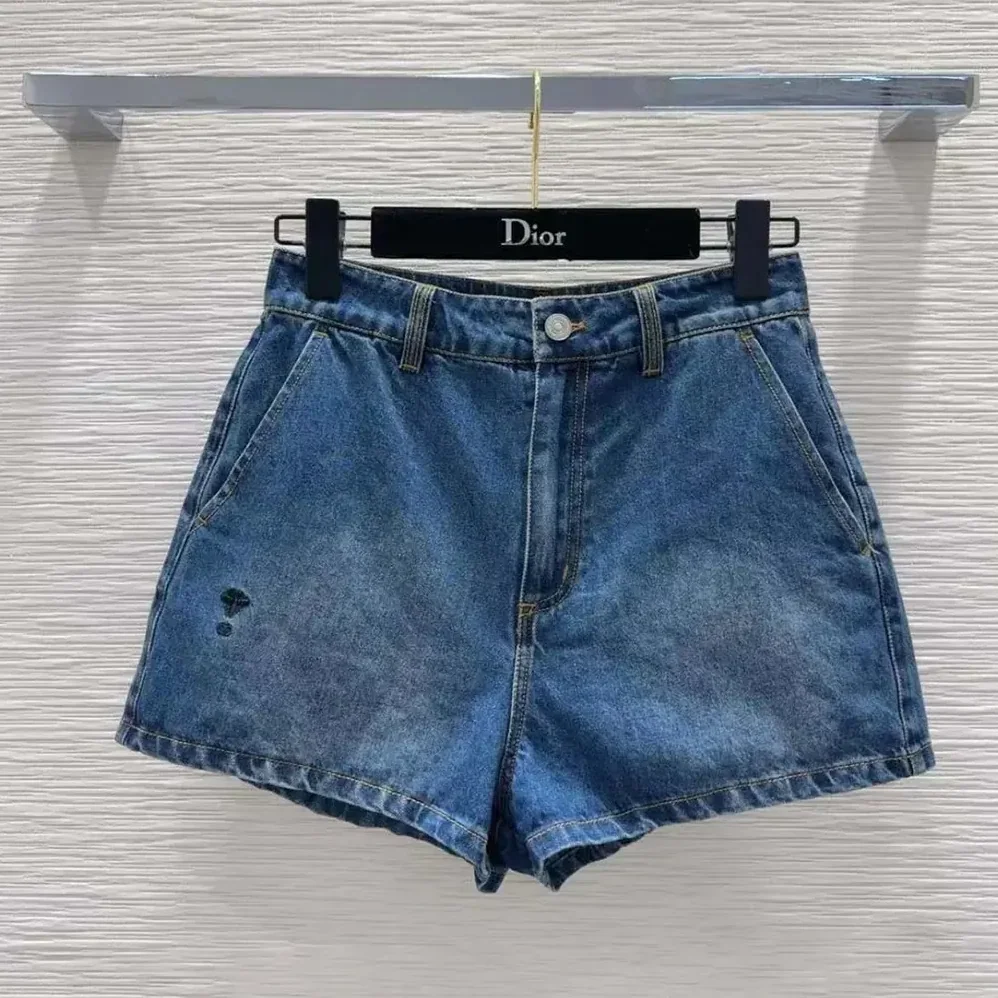 Dior Shorts Blue Stonewashed Cotton Denim for Women