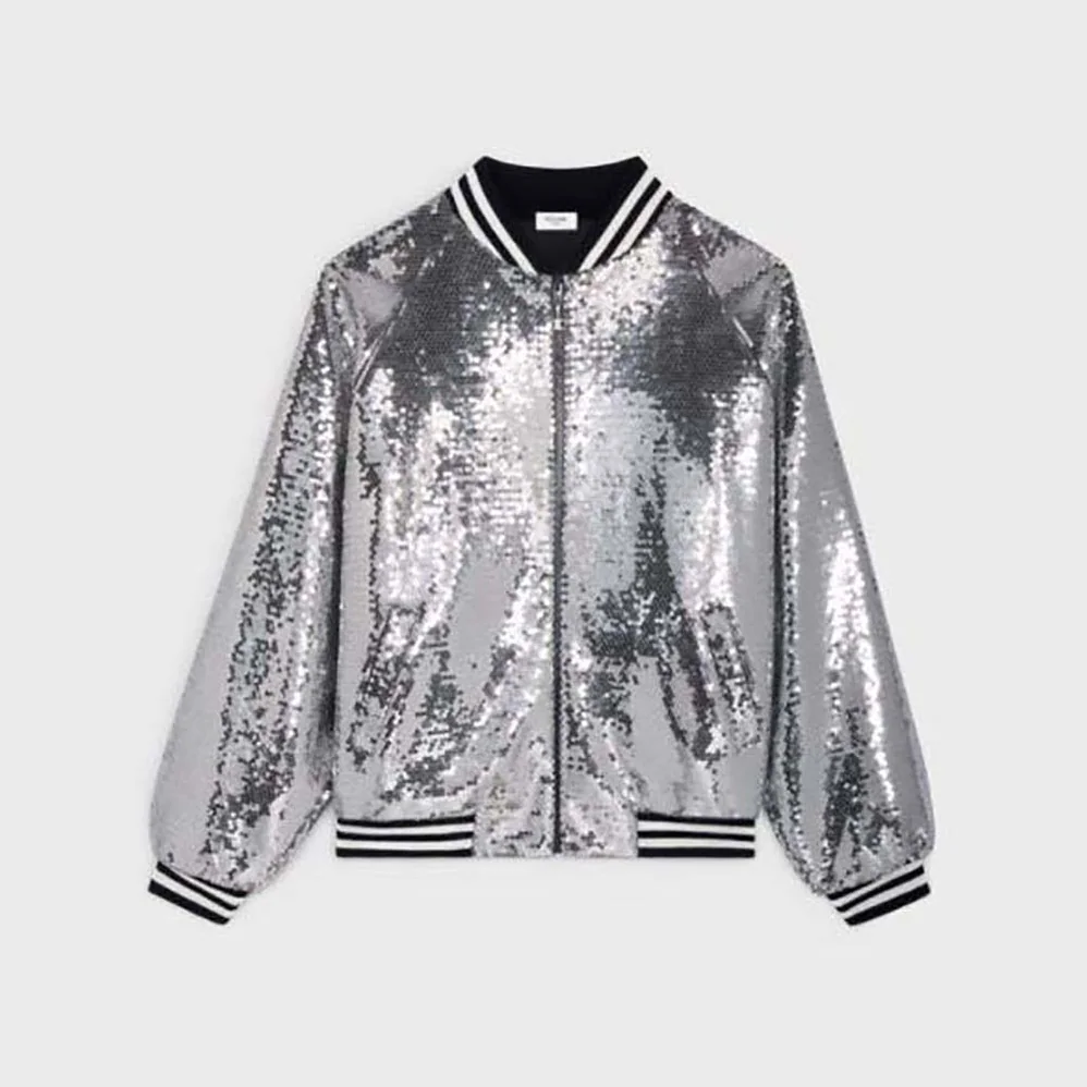 Celine Teddy Jacket in Cotton Fleece for Women in Silver