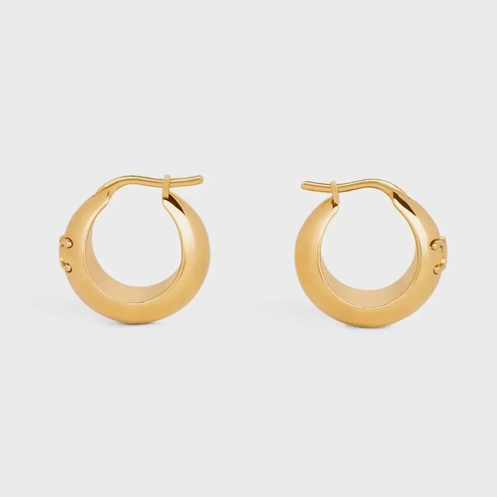 Celine Triomphe Bold Hoops in Brass with Gold Finish for Women