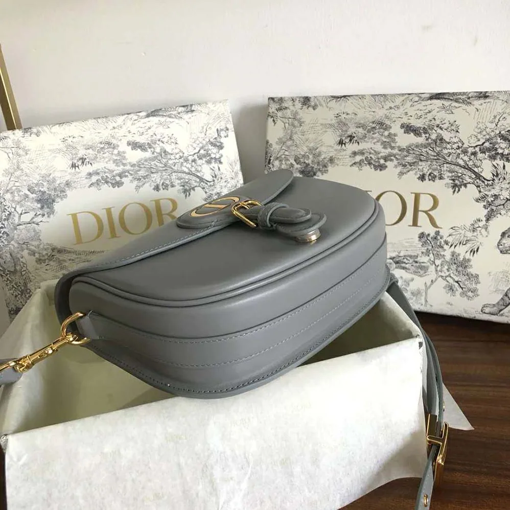 Dior Medium Dior Bobby Bag Denim Box Calfskin for Women in Silver