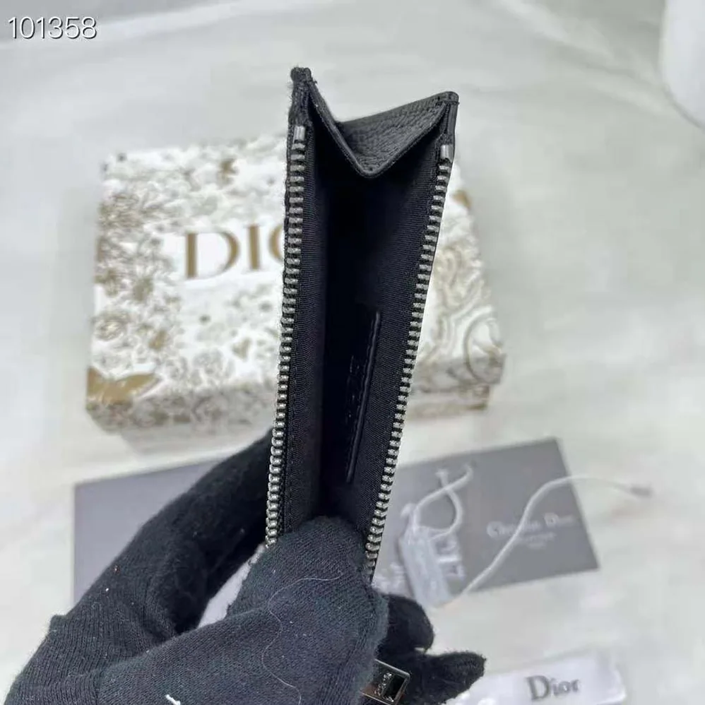 Dior Zipped Card Holder Black Dior Oblique Jacquard and Grained Calfskin for Men Dior Zipped Card Holder Black Dior Oblique Jacquard and Grained Calfskin for Men