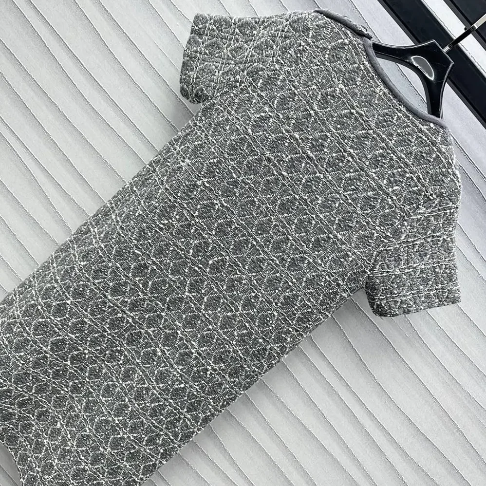 Dior Short Macrocannage Dress Gray Cotton for Women in Blend Tweed Knit Dior Short Macrocannage Dress Gray Cotton for Women in Blend Tweed Knit