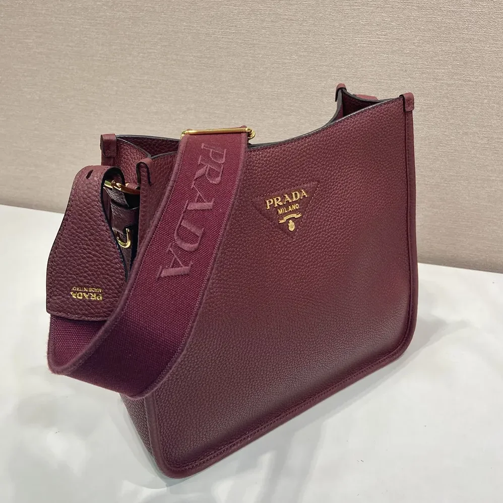 Prada Medium Leather Bag for Women in Burgundy