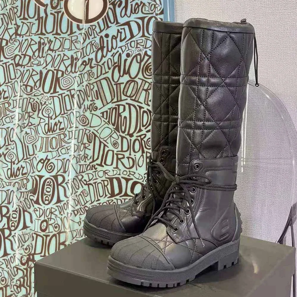 Dior Dioriron Boot Black Quilted Cannage Calfskin for Women