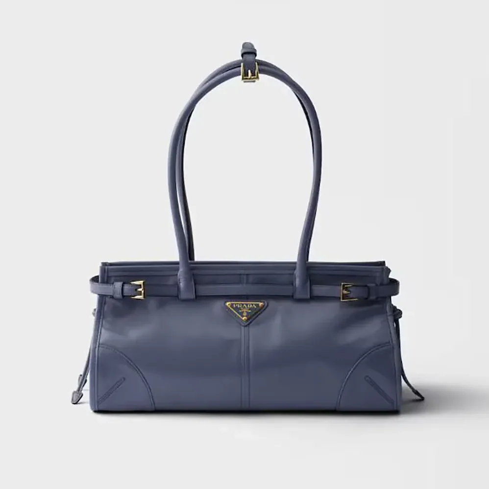 Prada Bonnie Medium Leather Handbag for Women in Light Blue Prada Bonnie Medium Leather Handbag for Women in Light Blue