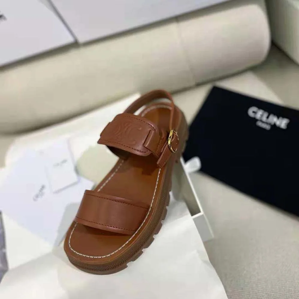 Celine Clea Triomphe Sandal in Vegetal Calfskin for Women