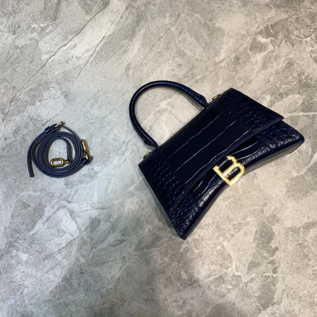 Balenciaga Hourglass Small Handbag In Dark Blue