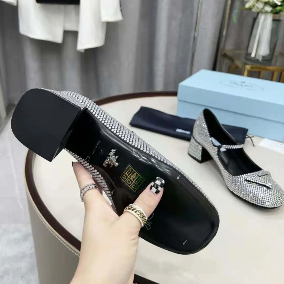Prada Satin Pumps with Crystals in 45mm Heel Height for Women in Silver
