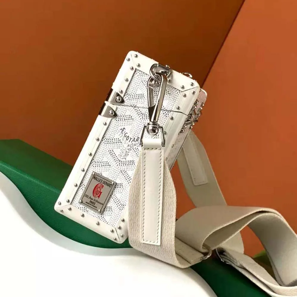 Goyard Cassette Trunk Bag in Goyardine Canvas & Clamecy Cowhide for Women in White Goyard Cassette Trunk Bag in Goyardine Canvas & Clamecy Cowhide for Women in White