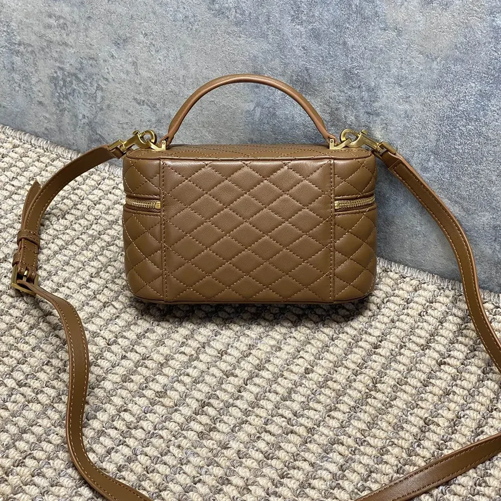 Saint Laurent YSL Gaby Vanity Bag In Lambskin for Women in Brown Saint Laurent YSL Gaby Vanity Bag In Lambskin for Women in Brown