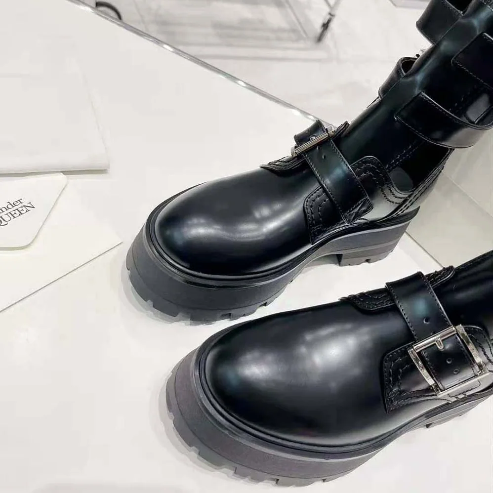 Alexander Mcqueen Rave Buckle Boot in Black for Women in Silver Alexander Mcqueen Rave Buckle Boot in Black for Women in Silver