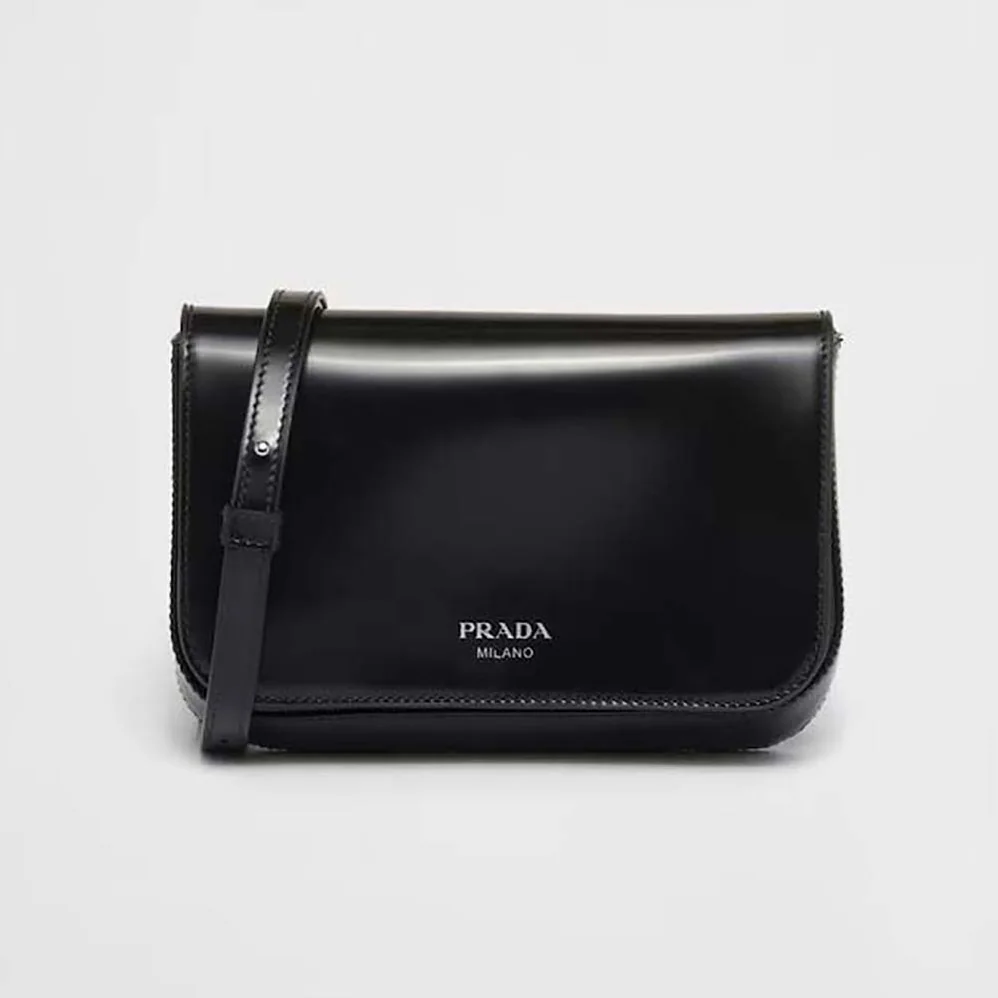 Prada Brushed Leather Mini-bag with Shoulder Strap for Men in Black