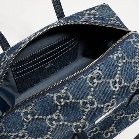 Gucci Boston With Gucci Plaque Small Shoulder Bag in Dark Blue Palladium Hardware Gucci Boston With Gucci Plaque Small Shoulder Bag in Dark Blue Palladium Hardware