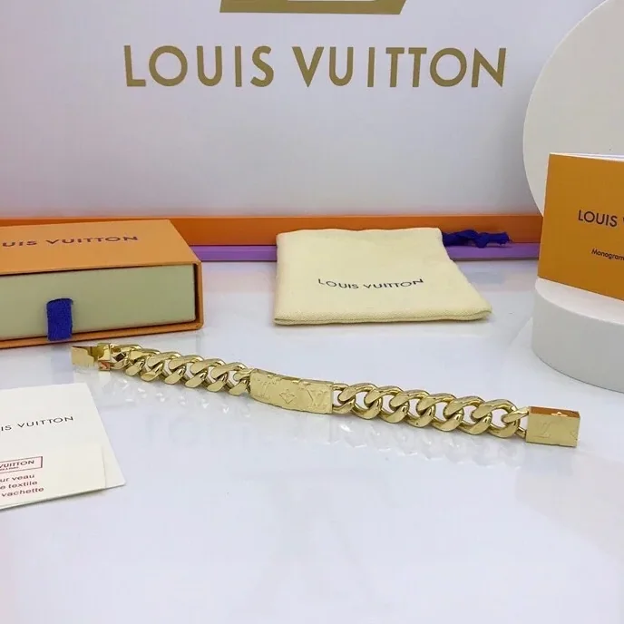 Louis Vuitton Monogram Chain Bracelet Gold Hardware