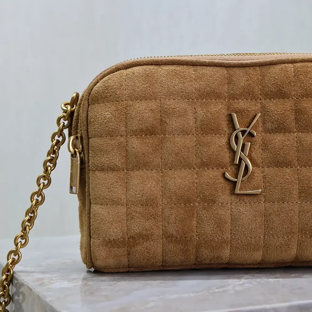 Saint Laurent YSL Cassandre Matelassé Carré Camera Bag in Suede for Women