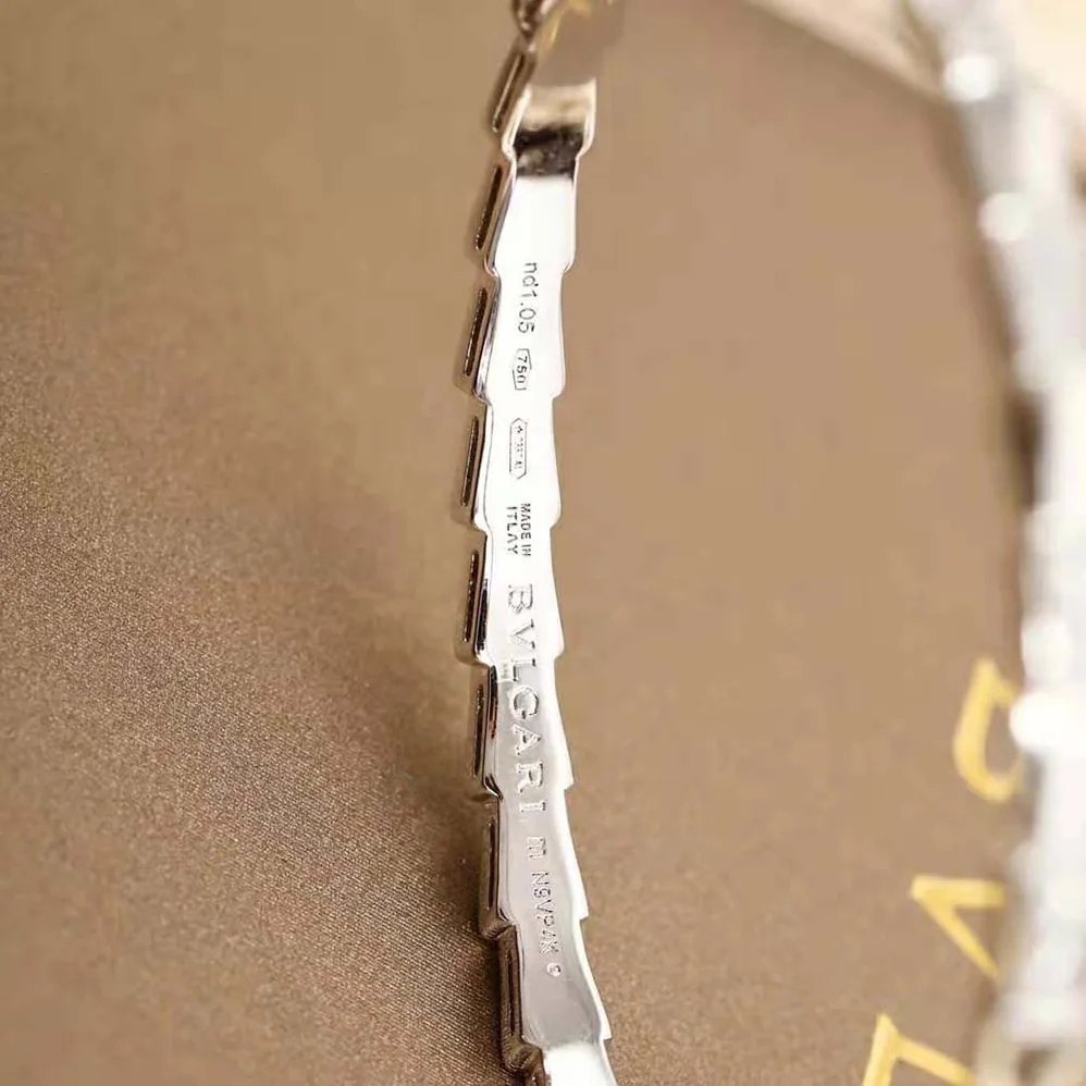 Bvlgari Serpenti Viper 18 KT White Gold Bracelet Set with Demi Pave Diamonds for Women