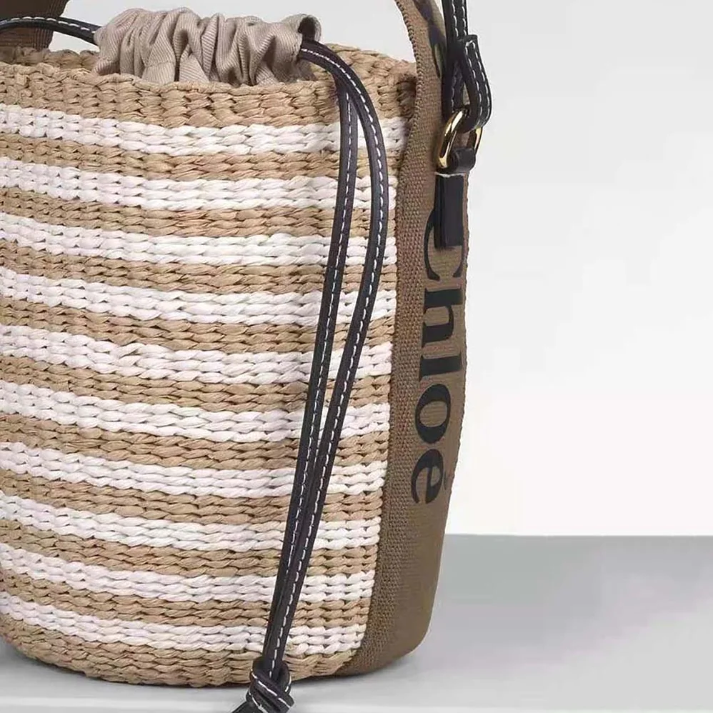 Chloe Small Woody Basket in Fair-Trade Paper with the Woody Ribbon for Women