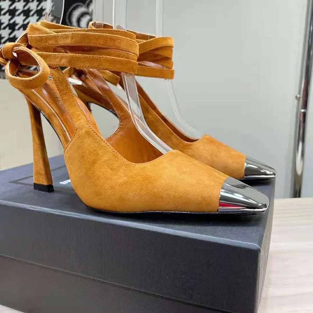 Saint Laurent YSL Blade Slingback Pumps in Suede for Women in Brown Saint Laurent YSL Blade Slingback Pumps in Suede for Women in Brown