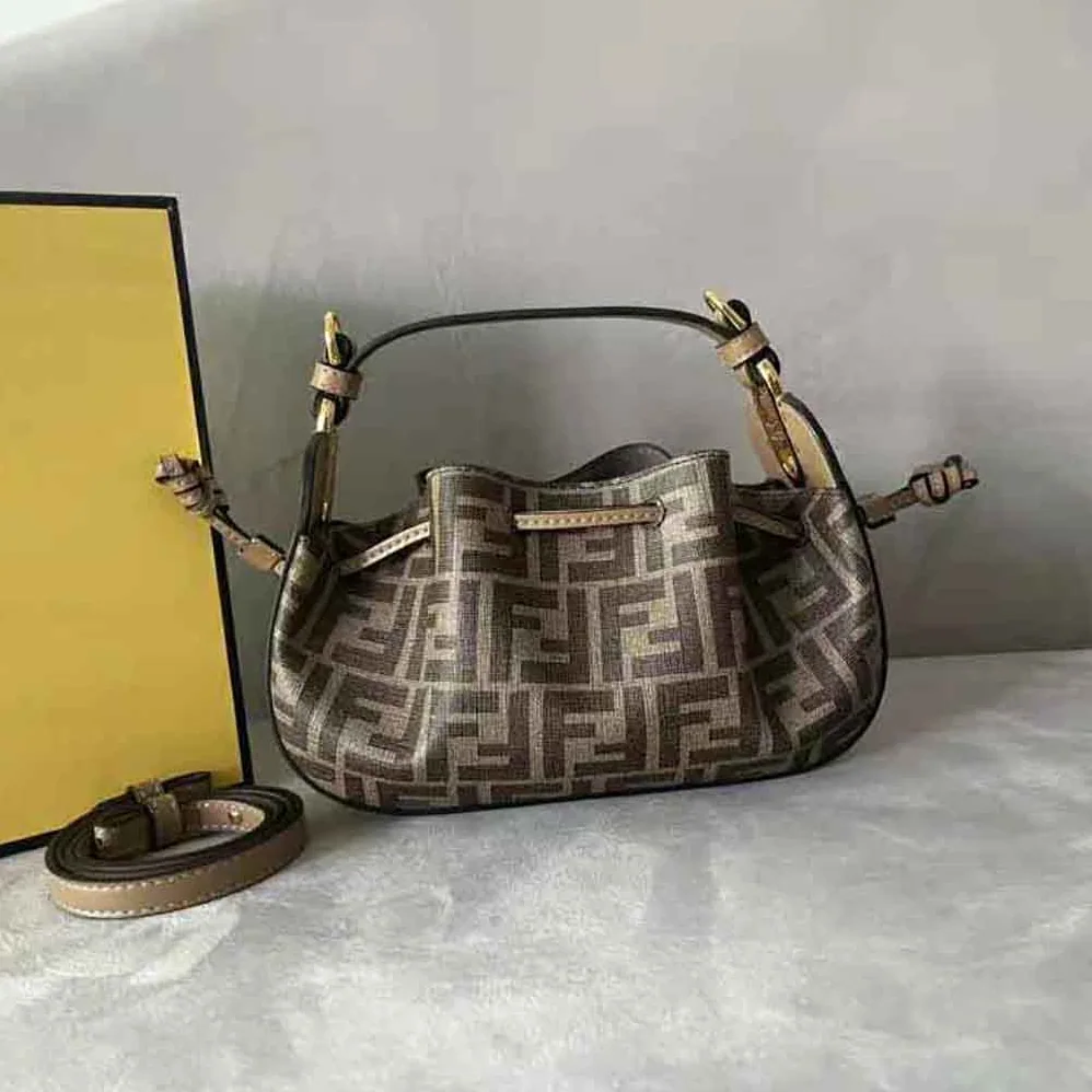 Fendi Pomodorino Brown FF Fabric Mini for Women in Bag