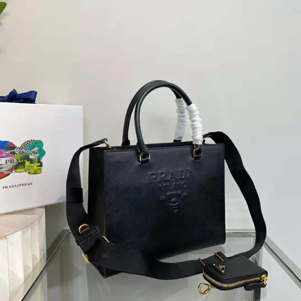 Prada Medium Saffiano Leather Handbag for Women in Black Prada Medium Saffiano Leather Handbag for Women in Black