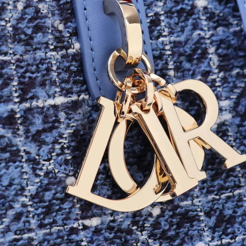 Dior Medium Dior Toujours Vertical Tote Bag Blue Tweed with White Cannage Motif for Women Dior Medium Dior Toujours Vertical Tote Bag Blue Tweed with White Cannage Motif for Women