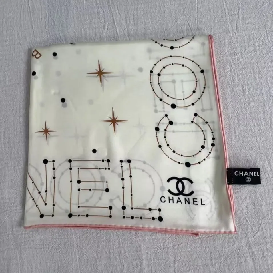 Chanel 25C Coco Square Scarf White /