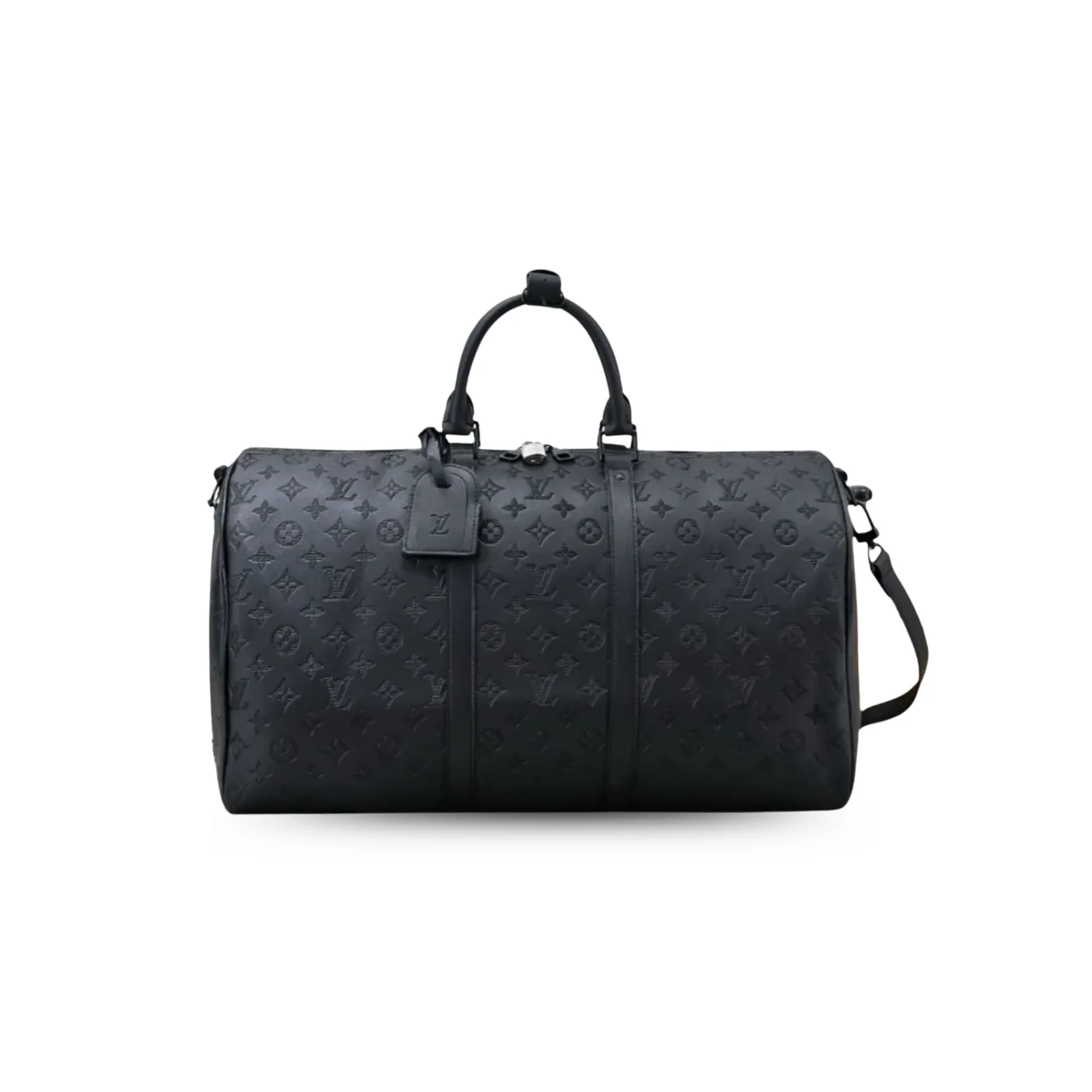 Louis Vuitton Keepall Bandouliere 50 Travel Bag / Black Monogram Shadow Matte Black Hardware Louis Vuitton Keepall Bandouliere 50 Travel Bag / Black Monogram Shadow Matte Black Hardware