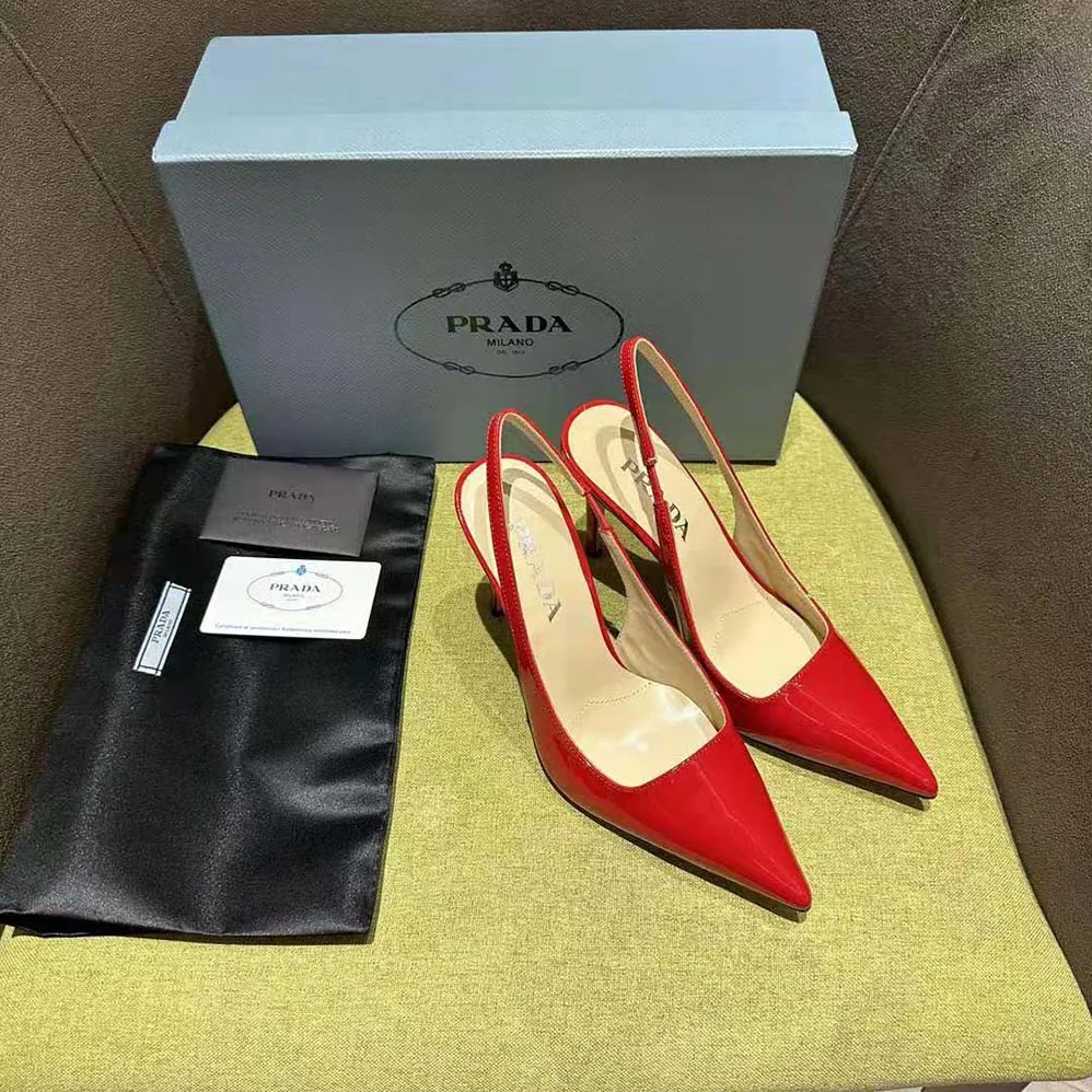 Prada Patent Leather Slingbacks for Women in Red Prada Patent Leather Slingbacks for Women in Red