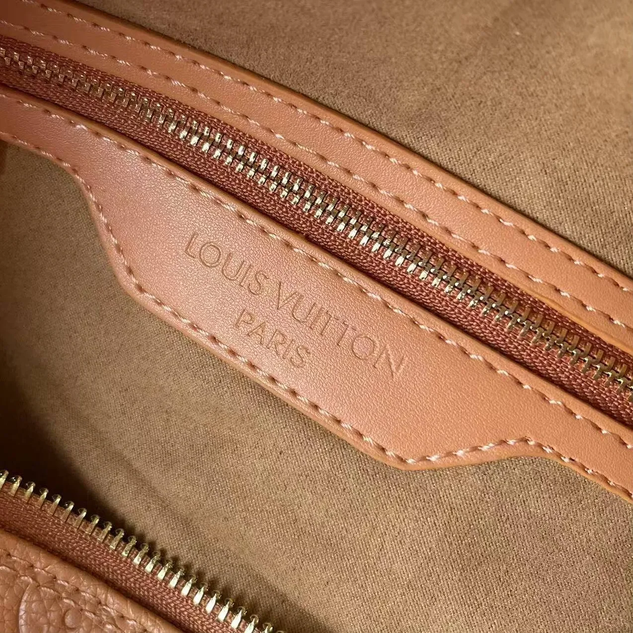 Louis Vuitton Speedy Soft 30 Top Handle Bag / Arizona Beige Monogram Empreinte Gold Hardware