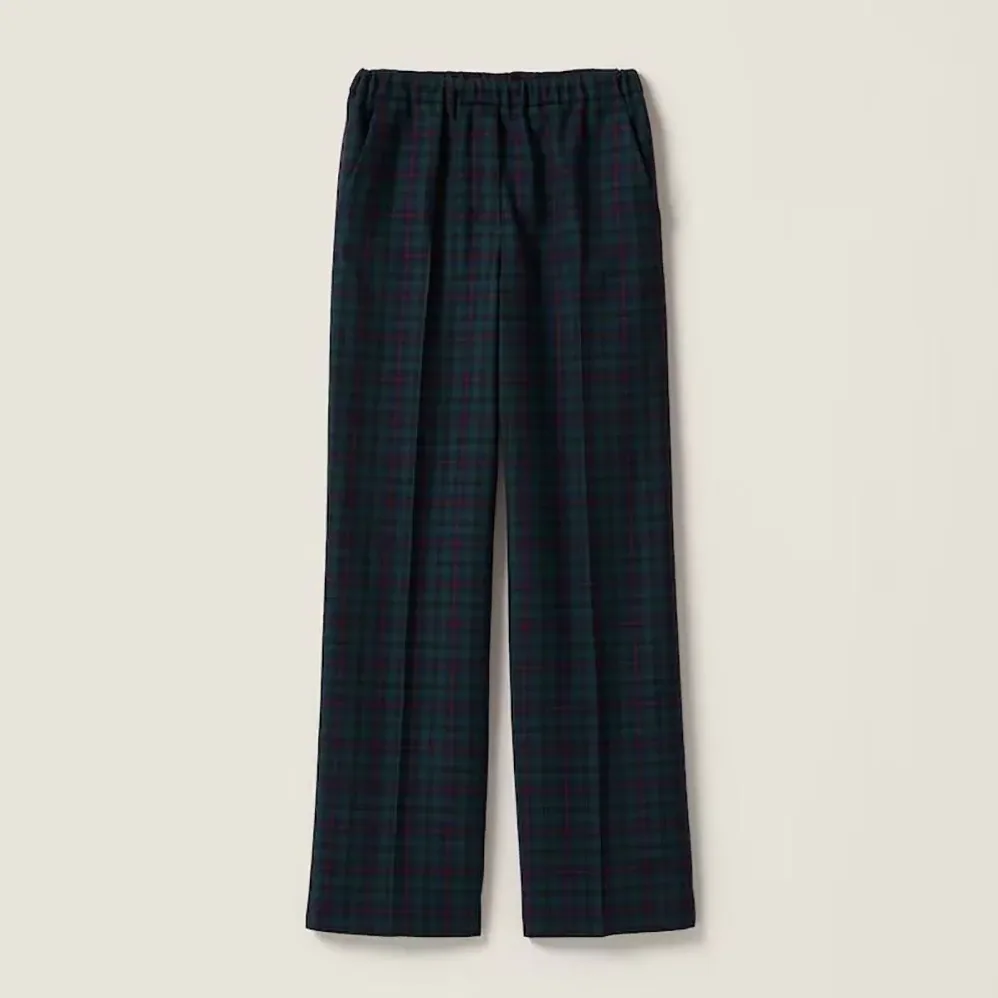 Miu Miu Plaid Pants with Embroidered Logo for Women Miu Miu Plaid Pants with Embroidered Logo for Women