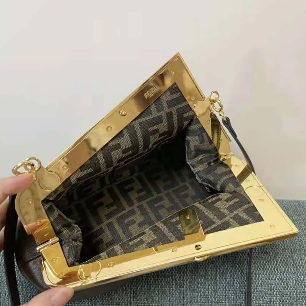 Fendi First Small Dark Brown Leather Bag for Women