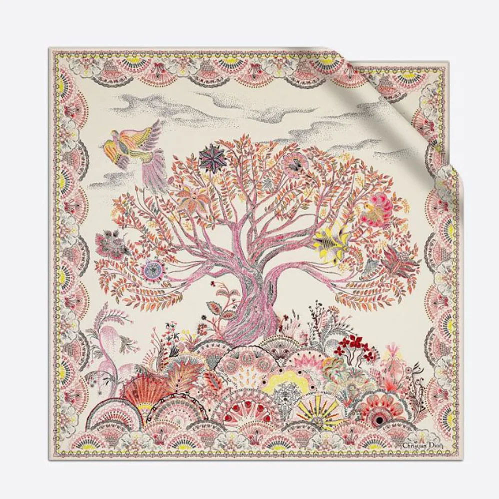 Dior Tree of Life Square Scarf Beige Silk Twill for Women Dior Tree of Life Square Scarf Beige Silk Twill for Women