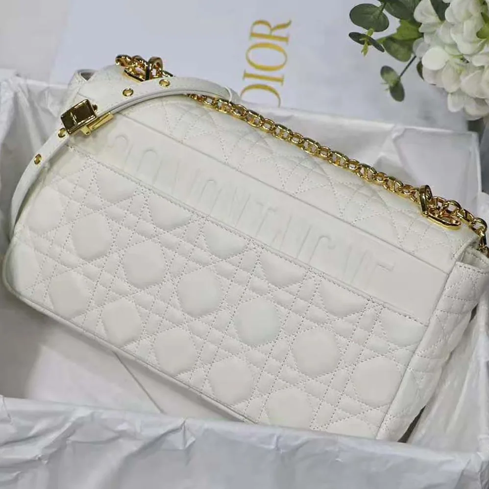 Dior Large Dior Caro Bag Lvory Supple Cannage Calfskin for Women Dior Large Dior Caro Bag Lvory Supple Cannage Calfskin for Women