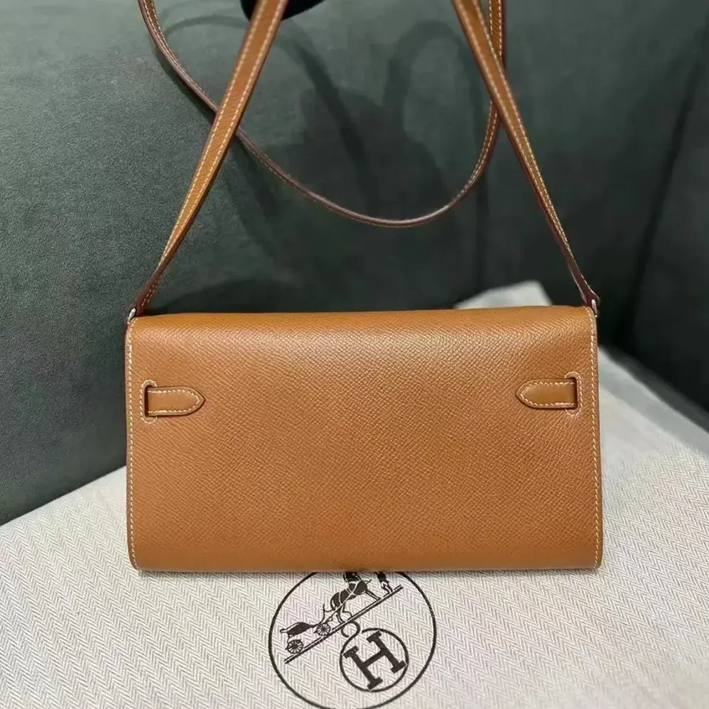 Hermes Kelly To Go in Epsom Leather for Women in Brown/Silver