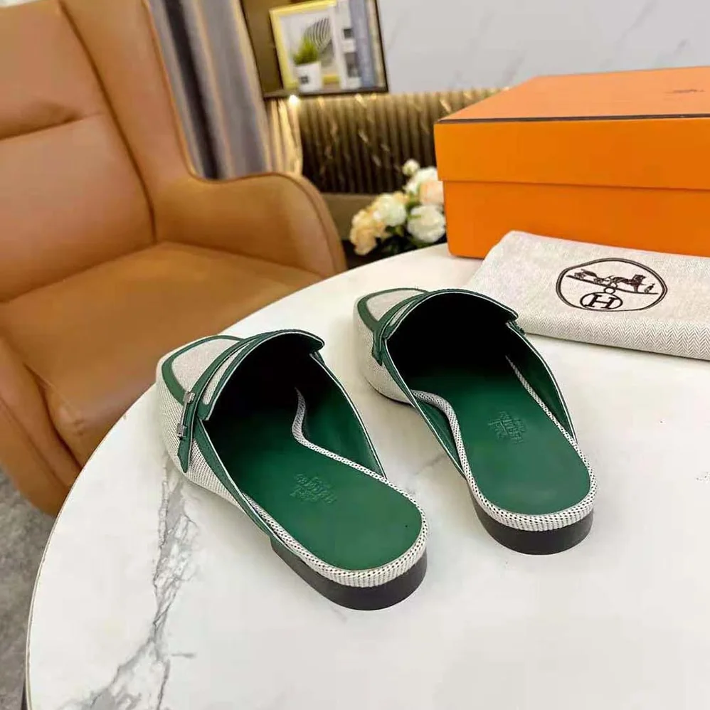 Hermes in H Canvas and Calfskin for Women in Green