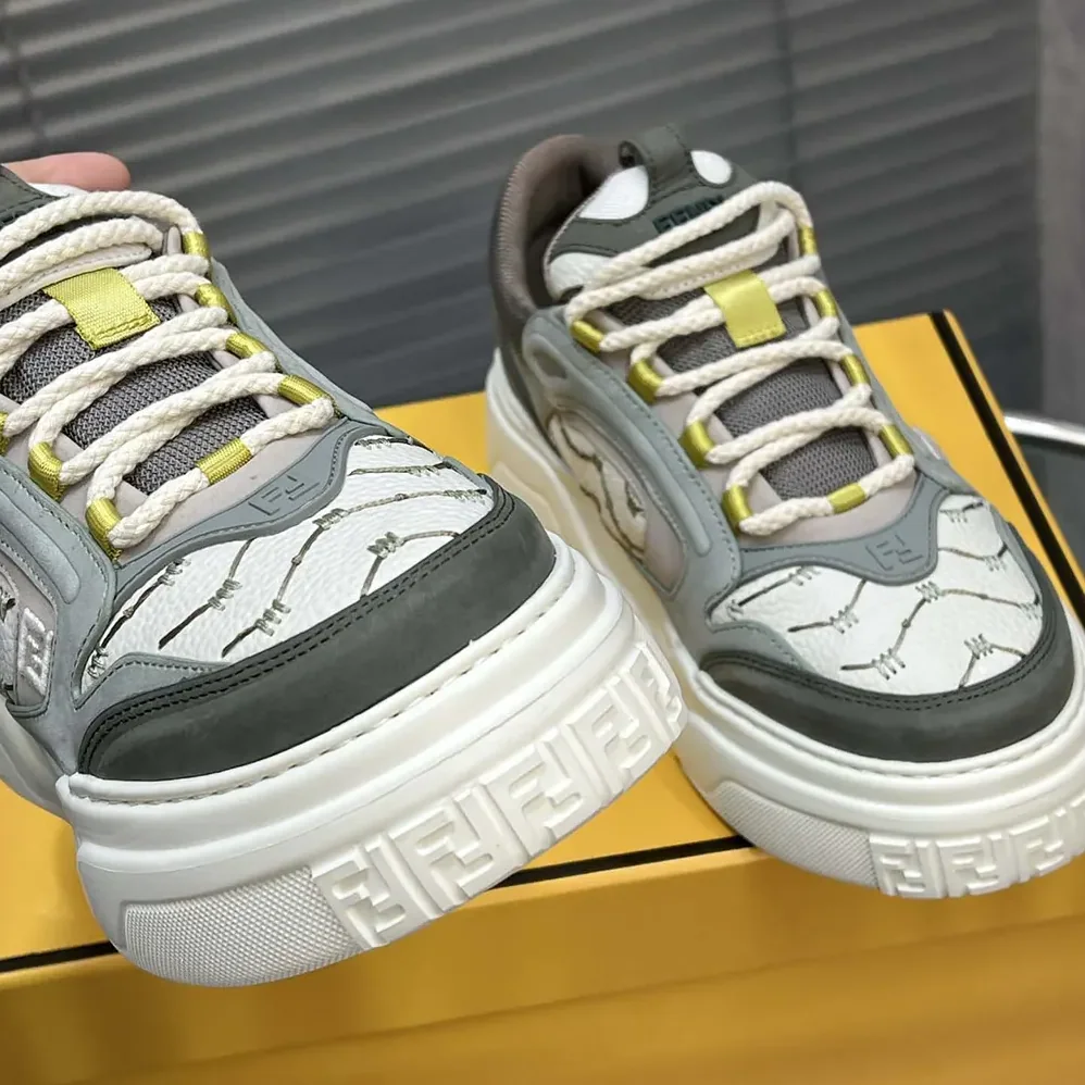 Fendi Force Sneakers White Leather and Green Nubuck Low for Unisex in tops Fendi Force Sneakers White Leather and Green Nubuck Low for Unisex in tops
