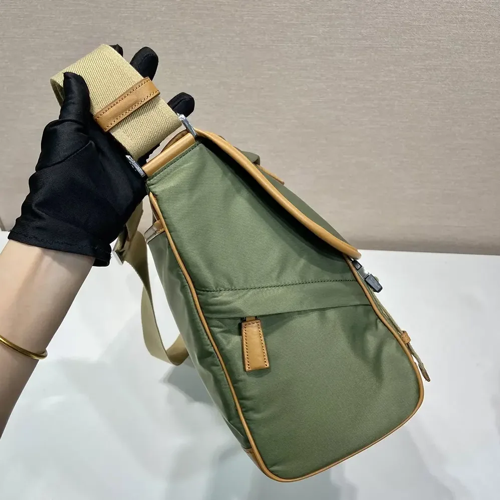 Prada Re-Nylon and Leather Shoulder Bag for Men in Dark Green