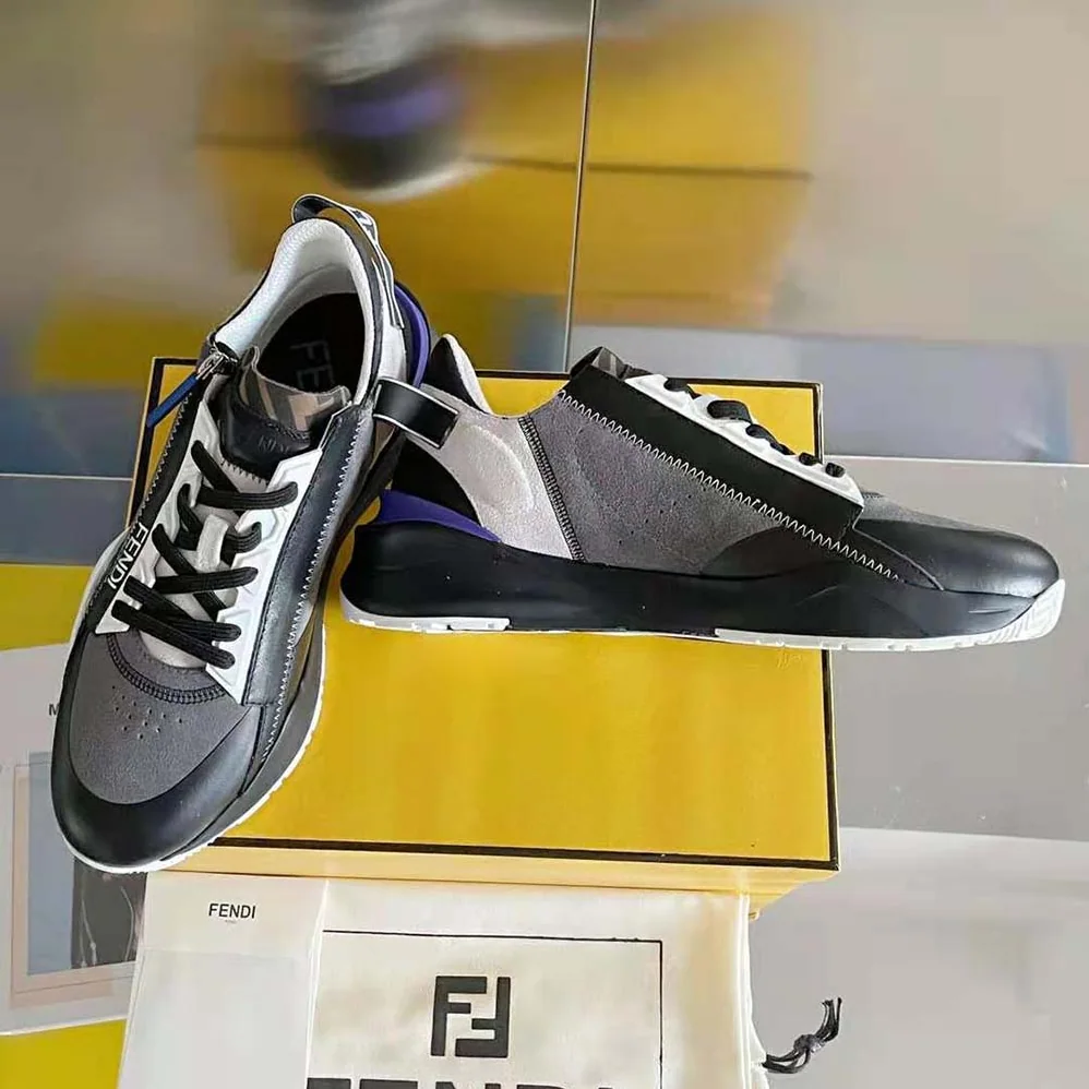 Fendi Flow Suede Low-Tops for Men in Navy
