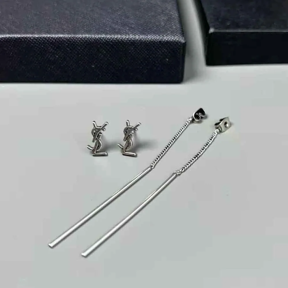 Saint Laurent YSL Opyum YSL Threader Earrings in Metal for Women in Silver