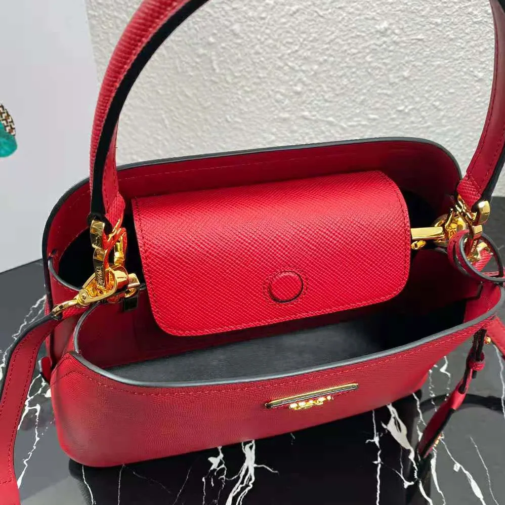 Prada Medium Saffiano Leather Prada Matinee Bag for Women in Red Prada Medium Saffiano Leather Prada Matinee Bag for Women in Red