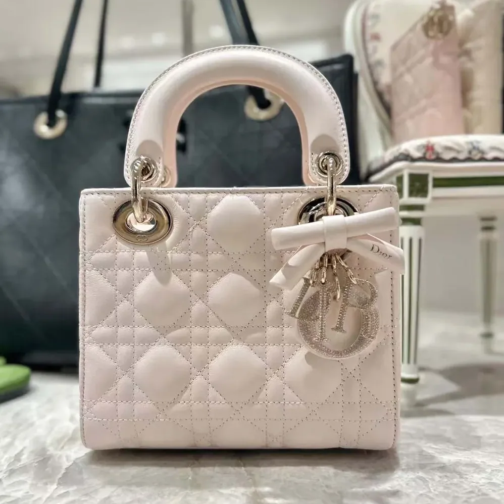 Dior Mini Lady Dior Bag with Chain Ballet Pink Cannage Lambskin for Women Dior Mini Lady Dior Bag with Chain Ballet Pink Cannage Lambskin for Women