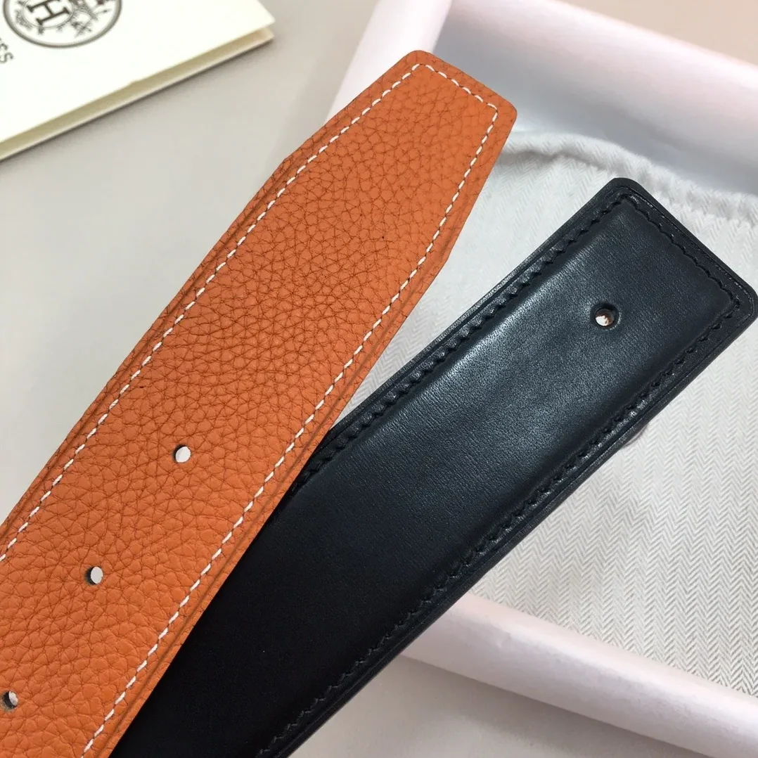 Hermes H Guillochee Belt Buckle & Reversible Orange